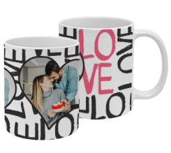 Scritte d'amore e foto su tazza panoramica