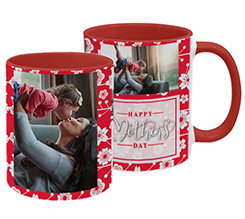 Tazza mug per la festa della mamma con interno e manico rosso