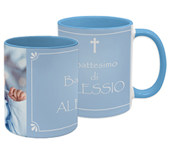 Tazza panoramica con foto e nome personalizzata per battesimo