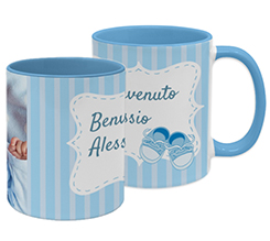 Tazza panoramica per celebrare nascita con nome e foto