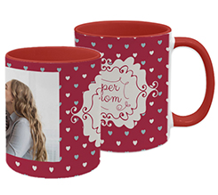 Tazza mug per la festa della mamma con interno e manico rosso