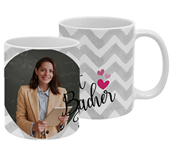 Tazza panoramica con foto e grafica per regalo maestra
