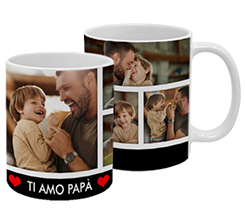Tazza panoramica Ti amo papà con foto collage