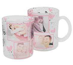 Tazza in vetro personalizzata con grafica per San Valentino