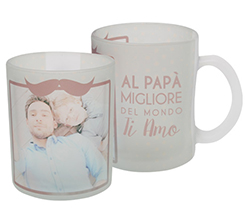 Tazza vetro effetto ghiaccio con foto e grafica miglior papà