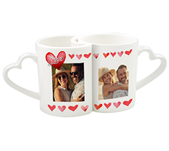 Tazze coppia con grafica hearts e immagini fidanzati