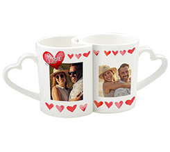 Tazze coppia con grafica hearts e immagini fidanzati