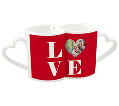 Tazze di coppia personalizzate con grafica e foto a cuore