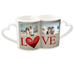 Coppia tazze con foto e grafica romantica
