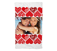 Telo mare large con foto e grafica cuori