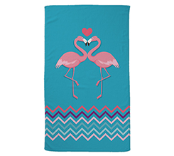 Telo mare sfondo celeste con grafica fenicotteri