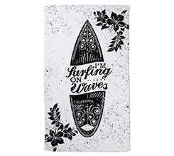 Telo mare bianco con grafica surf