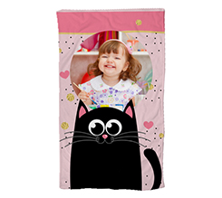 Telo mare con immagine e grafica con gattino nero