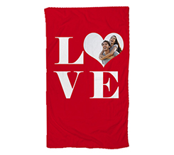Telo mare 90x150 con foto a cuore e grafica Love