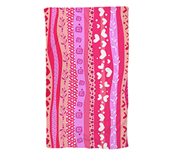 Telo mare in spugna con cuori e grafica rosa