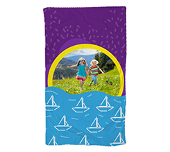 Telo mare large con foto e grafica barchette per bambini