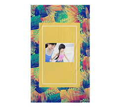 Telo mare large in spugna con foto e grafica colorata