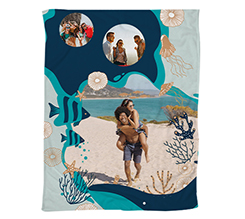 Telo mare matrimoniale con foto e grafica fondale marino