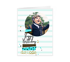 Bigliettino auguri a 2 ante con grafica Buon Compleanno e foto