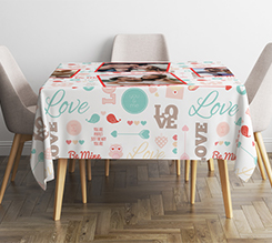 Tovaglia quadrata collage con scritte love
