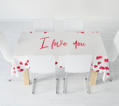 Tovaglia rettangolare con cuori I love you