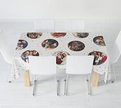 Tovaglia rettangolare con grafica collage cerchi