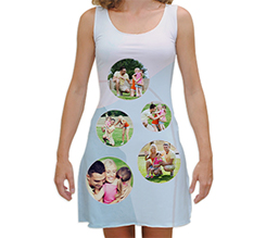 Vestito smanicato taglia M con grafica collage 5 cerchi