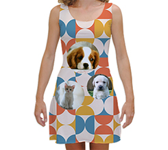 Vestito smanicato taglia M con fantasia geometrica collage 3 riquadri