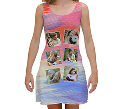 Vestito smanicato taglia M con grafica collage 6 riquadri