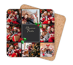 Sottobicchiere in legno quadrato Collage natalizio