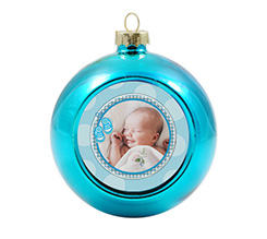 Pallina di natale in vetro con foto nascita bambino