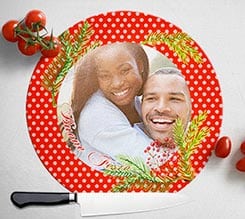 Tagliere rotondo in vetro Rosso pois