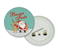 Spilla rotonda Babbo e renna