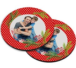 Sottobicchiere masonite tondo Bacche natalizie