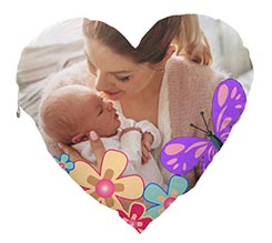 Cuscino Artigianale cuore Fiori e Farfalle