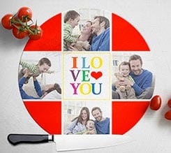 Tagliere rotondo in vetro 4 love