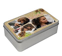 Scatola di latta rettangolare Pigne natalizie