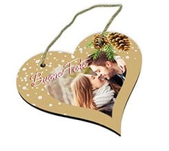 Targa per Porta a Cuore in Legno Pigne natalizie