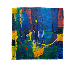 stampa foulard con grafica blu in stile dipinto