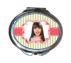 Specchietto ovale da borsetta Shabby rosa