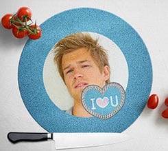 Tagliere rotondo in vetro Love jeans