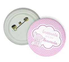 Spilla rotonda Elefantino rosa