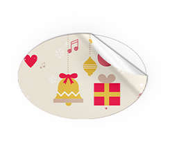 Adesivi ovali piccoli addobbi natalizi