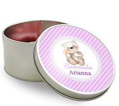 Scatola di latta tonda Pink Teddy bear