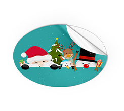 Adesivi ovali piccioli amici di Babbo Natale