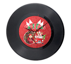 Orologio da parete in vinile Merry Christmas rosso