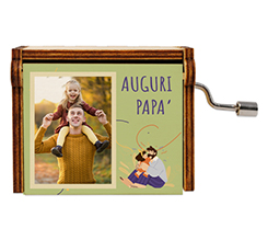 Carillon in legno Auguri papà grafica con cornice