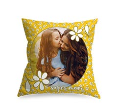 Cuscino in Tessuto Scamosciato Margherite