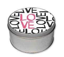 Scatola di latta tonda Love words