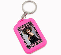 Stampa portachiavi in gomma Zebrato rosa